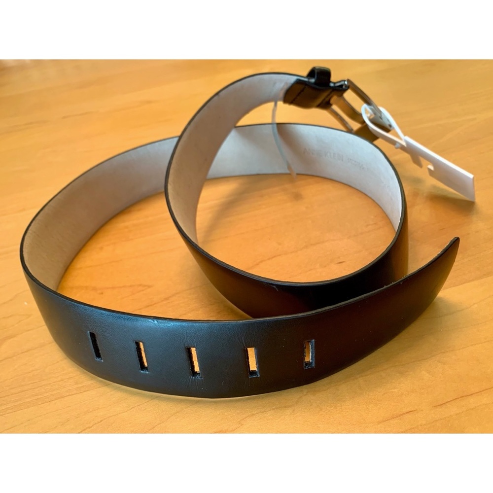 Anne Klein Black Leather Waist Cinch Belt